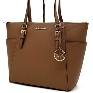 Michael Kors Large Charlotte TZ Tote Bag Luggage Brown